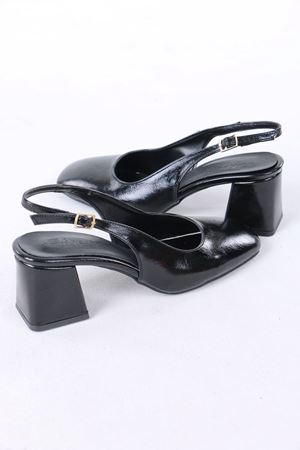 Wonne Siyah Rugan Kalın Topuklu Kadın Ayakkabı