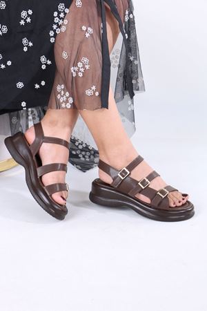 Lucille Kahverengi Mat Deri Kadın Sandalet