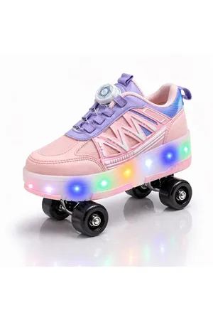 Rusell Pembe Paten 4 Tekerli Led Işıklı Kaymaz Taban Ortopedik Çocuk Ayakkabı