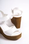 Harvey Beyaz Mat Deri Kadın Dolgu Topuklu Ayakkabı