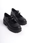 Adelise Siyah Mat Deri Platform Topuklu Kadın Ayakkabı