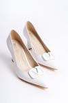 Amice Beyaz Mat Deri Kadın Topuklu Ayakkabı
