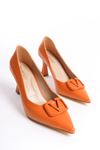 Amice Oranj Mat Deri Kadın Topuklu Ayakkabı