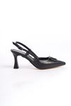 Ariane Siyah Mat Deri Kadın Topuklu Ayakkabı