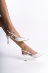 Ariane Beyaz Mat Deri Kadın Topuklu Ayakkabı