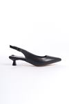 Blais Siyah Mat Deri Kadın Topuklu Ayakkabı