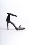Bogie Siyah Taşlı Rugan Kadın Topuklu Ayakkabı