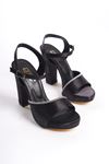 Cera Siyah Saten Taşlı Kadın Platform Topuklu Ayakkabı