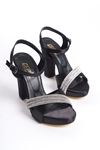 Chaney Siyah Saten Taşlı Kadın Platform Topuklu Ayakkabı