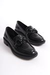 Ellinor Siyah Mat Deri Makosen Casual Tokalı Günlük Ayakkabı
