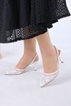 Juene Beyaz Kadın Topuklu Ayakkabı