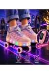 Rusell Pembe Paten 4 Tekerli Led Işıklı Kaymaz Taban Ortopedik Çocuk Ayakkabı