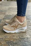Aleza Nude Beyaz Taban Mat Deri Taşlı Kadın Spor Ayakkabı